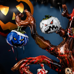 Шар 3D (51''/130 см) Фигура на подставке, Дерево на Хэллоуин, 1 шт. в уп., 24366