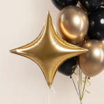 Шар (31''/79 см) Звезда, 4х-конечная, Сириус, Золото, Металлик, 1 шт., 27675