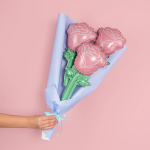 Шар с клапаном (17''/43 см) Мини-цветок, Роза, Розовый, 1 шт., 24778