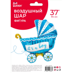 Шар (37''/94 см) Фигура, Коляска для мальчика, Голубой, 1 шт. в уп., 19873P
