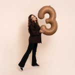 Шар (40''/102 см) Цифра, 3 Slim, Шоколад, Матовый, 1 шт. в уп., B901913MCH