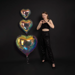 Шар (24''/61 см) Сердце, Зеркальный, Хамелеон, 1 шт. в уп., 24970