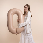 Шар (40''/102 см) Цифра, 0 Slim, Винтажная роза, Матовый, 1 шт., 901910MVR