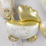 Шар (35''/89 см) Фигура, Коляска для малыша, Ванильное золото, 1 шт. в уп., 23534