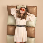 Шар (19''/48 см) Блок, Кофе/Белый песок, Сатин, 1 шт., 26310