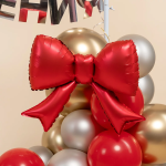 Шар с клапаном (21''/53 см) Фигура, Бант (надув воздухом), Красный, Сатин, 5 шт. в уп. (цв.этик.), 27325S5