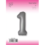 Шар (40''/102 см) Цифра, 1 Slim, Лунное Серебро, Матовый, 1 шт. в уп., B901911MMS