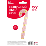 Шар (59''/150 см) Фигура, Леденец трость (надув воздухом), Розовый/Золото, 1 шт. в уп., 25033P