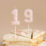 Свеча Цифра, 1 Воздушный жемчуг, на шпажке, Нежно-розовый, Перламутр, 6 см, 1 шт. с держат., 803241