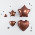 Шар с клапаном (10''/25 см) Мини-сердце, Шоколад, Сатин, 1 шт., 27270