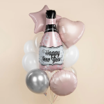Шар (33''/84 см) Фигура, Бутылка Шампанское, С Новым Годом!, Розовый, 1 шт., 19641