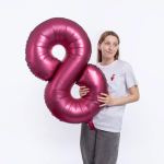 Шар (34''/86 см) Цифра, 8, Бордовый, Сатин, 1 шт. в уп., 131068V
