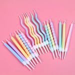 Свечи Нежные спирали, Ассорти, Макарунс, 0,55*12 + 3 см, 6 шт. с держат., 802958