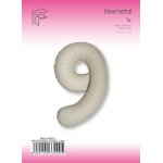 Шар (40''/102 см) Цифра, 9 Slim, Кремовый Латте, Матовый, 1 шт. в уп., B901919MCL