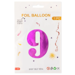 Шар (40''/102 см) Цифра, 9, Фуше, Металлик, 1 шт. в уп., 24229
