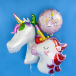 Шар (30''/76 см) Фигура, Голова, Нежный Единорог, Красный, 1 шт., 15588