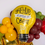 Шар (28''/71 см) Фигура, Лампочка, Учение - Свет!, 1 шт. в уп., 227488