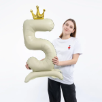 Шар (40''/102 см) Цифра на подставке, 5 Золотая корона, 1 шт. в уп., 23985