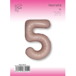 Шар (40''/102 см) Цифра, 5 Slim, Винтажная роза, Матовый, 1 шт. в уп., B901915MVR