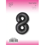 Шар (40''/102 см) Цифра, 8 Slim, Черный, Сатин, 1 шт. в уп., B901918SN