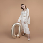 Шар (40''/102 см) Цифра, 0 Slim, Звездное Золото, Матовый, 1 шт. в уп., B901910MSG