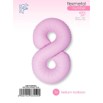 Шар (40''/102 см) Цифра, 8 Slim, Светло-розовый, Матовый, 1 шт. в уп., C901918MRS