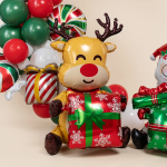 Шар (36''/91 см) Фигура 3D, Олень с подарком, 1 шт. в уп., 26813