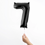 Шар с клапаном (16''/41 см) Мини-цифра, 7, Черный, Матовый, 1 шт., 23887