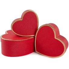 Набор коробок Сердце, Золотая кайма, Красный, 22*20*9 см, 3 шт. в упак. , 504075