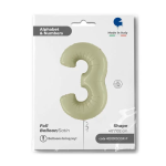 Шар (40''/102 см) Цифра, 3, Оливковый, Сатин, 1 шт. в уп., 400300SOGR-P