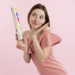 Пневмохлопушка (12/30 см), Воздушные шары, Звезды фольга и круги тишью, Золото, 1 шт., 723037