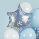 Шар (19''/48 см) Фигура, Снежинка, Морозные искры, Голубой/Золото, 1 шт. в уп., 26341G