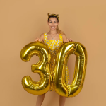 Шар (40''/102 см) Цифра, 0, Золото, Металлик, 1 шт. в уп., 24080