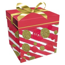 Коробка складная, 350гр, Золотое конфетти, Красный, 22*22*22 см, 1 шт. в упак. , 505295