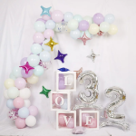 Шар (32''/81 см) Цифра на подставке, 2, Серебро, 1 шт. в уп., 134012