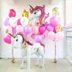 Шар (46''/117 см) Фигура 3D, Цветочный единорог, 1 шт. в уп., 15514