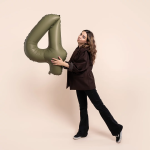 Шар (40''/102 см) Цифра, 4 Slim, Оливковый, Матовый, 1 шт. в уп., B901914MOL