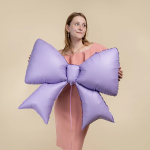 Шар (39''/99 см) Фигура, Бант, Сиреневый, Сатин, 1 шт. в уп., 26834