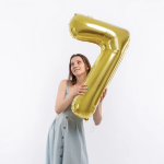 Шар (40''/102 см) Цифра, 7, Белое золото, Металлик, 1 шт. в уп., 24027