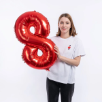 Шар (32''/81 см) Цифра, 8, Красный, 1 шт. в уп., 131388