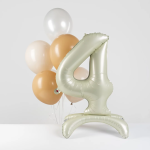 Шар (32''/81 см) Цифра на подставке, 4, Белый песок, 1 шт. в уп., 27514
