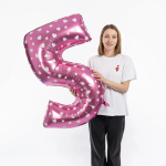 Шар (40''/102 см) Цифра, 5 Сердечки, Розовый, 1 шт. в уп., NMP5/PINK/V