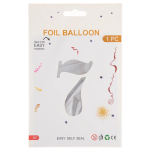 Шар (40''/102 см) Цифра, 7, Серебро, Металлик, 1 шт. в уп., 24097