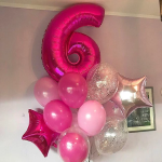 Шар (40''/102 см) Цифра, 6, Фуше, 1 шт. в уп., B901766F