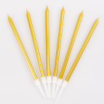 Свечи Люкс, Золото, Металлик, 0,5*10,5 + 3 см, 6 шт. с держат., 802933