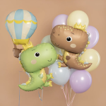 Шар (31''/79 см) Фигура, Динозаврик в короне, Светло-зеленый, Сатин, 1 шт. в уп., 26087P