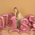 Шар (32''/81 см) Цифра на подставке, 1, Розовый, 1 шт. в уп., 24141