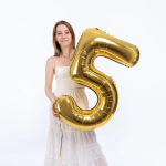 Шар (40''/102 см) Цифра, 5 Slim, Золото, 1 шт., 901915O