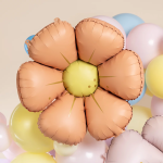 Шар (25''/64 см) Цветок, Ромашка (надув воздухом), Персиковый, Сатин, 1 шт., 27427