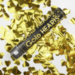 Пневмохлопушка (12/30 см), Сердца фольга, Золото, 1 шт., 823129